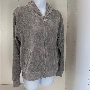 Gray velour Zip-Up Hoodie